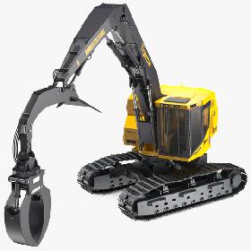 3D Tigercat 855D Tracked Knuckleboom Loader Rigged